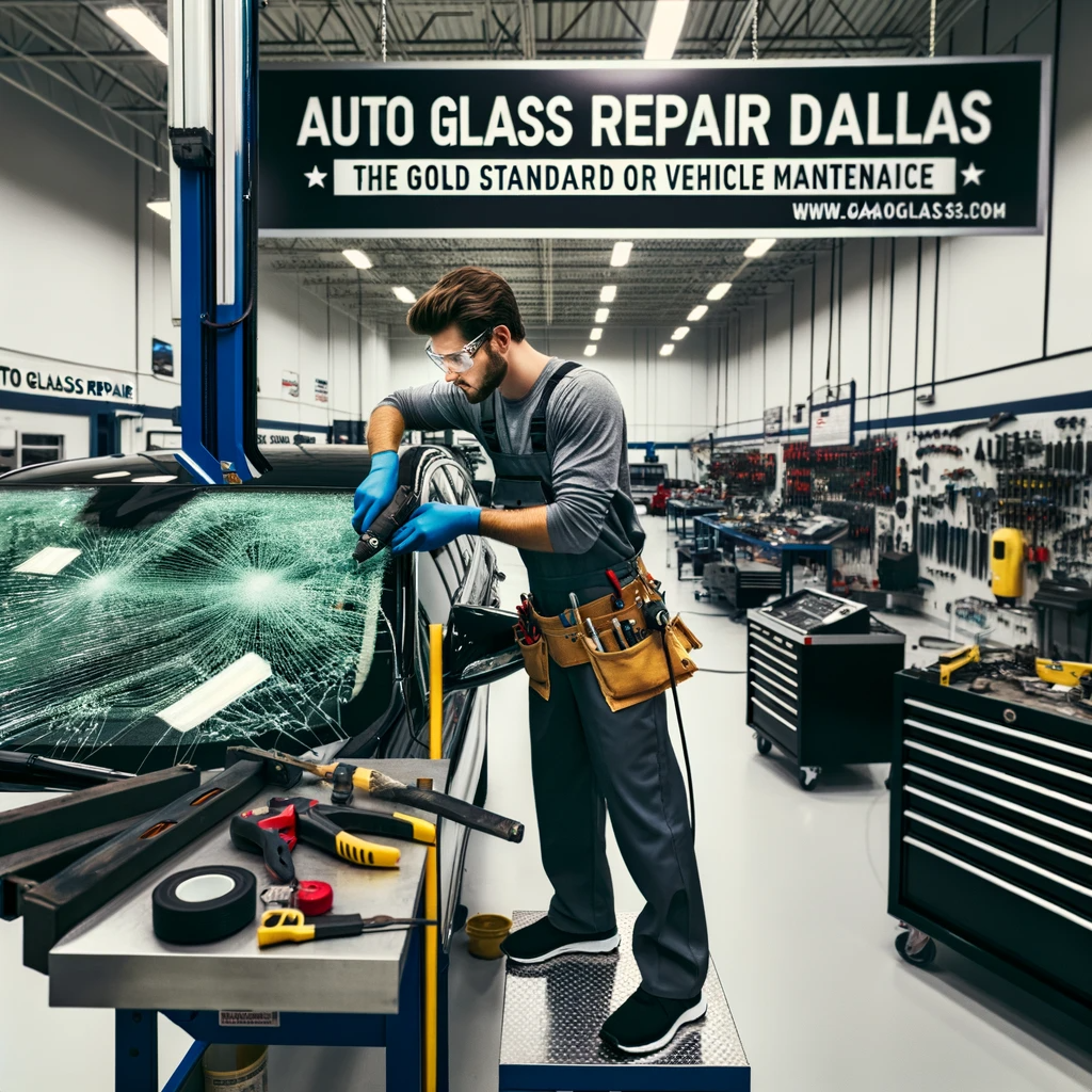 Skilled technician performing windshield repair at Auto Glass Repair Dallas.